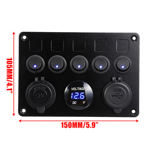 5 ROCKER SWITCH | USB | VOLTMETER | POWER SOCKET PANEL – Rockarmor ...