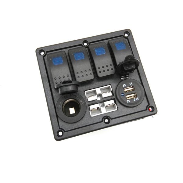 12V 4WAY ROCKER SWITCH PANEL | 50AMP DUAL ANDERSON | USB INPUT ...