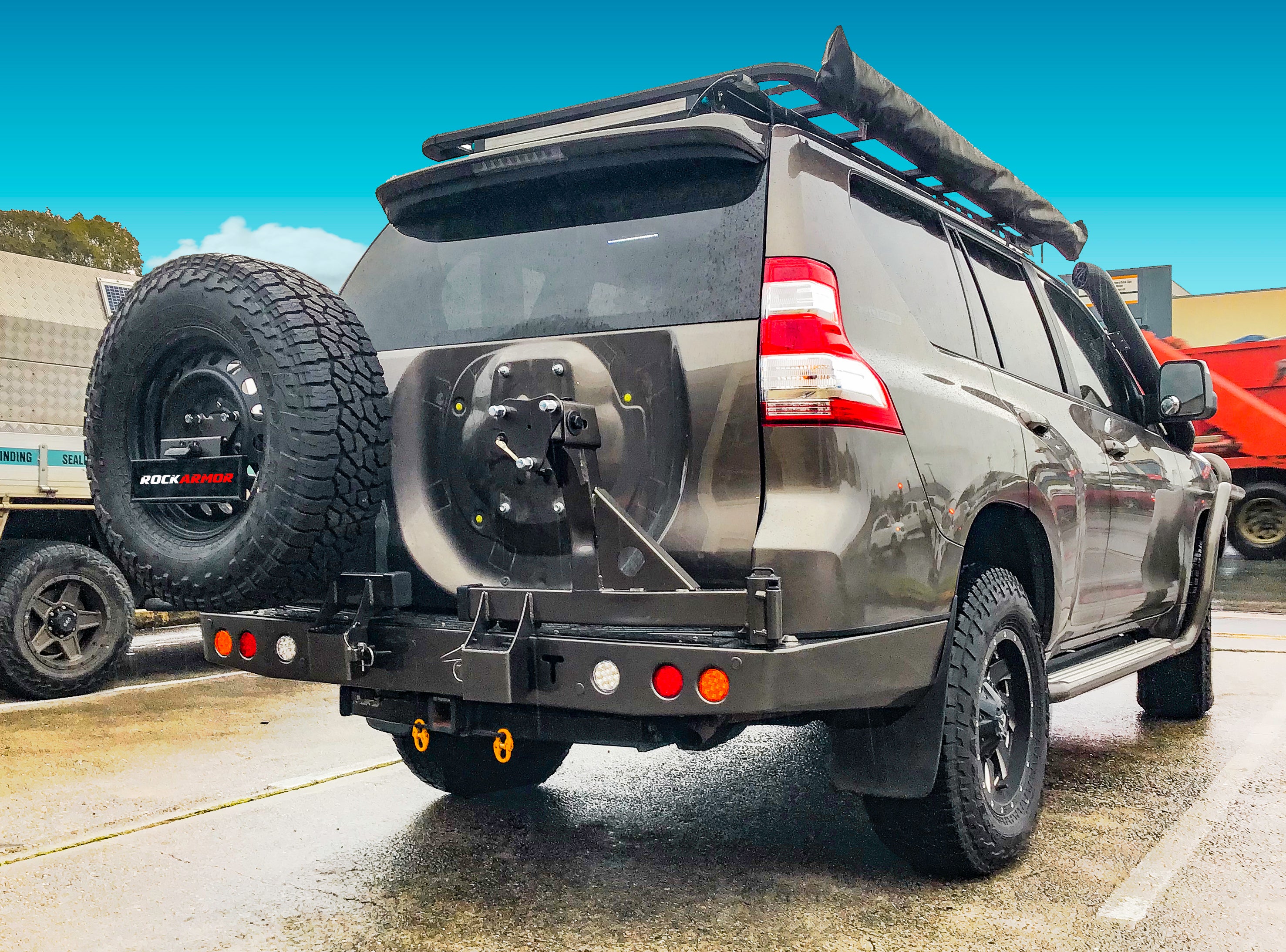 Prado 150 Rear Diff Protection Kit Toyota Prado 150 Series Rockarmor Dual Spare Wheel Carrier and Rear Ba ...